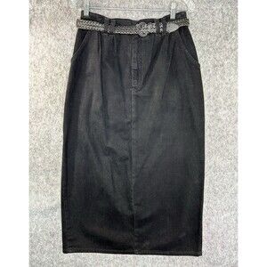 Vintage Vivaldi Long Black Jean 100% Cotton Skirt Women's Size 10